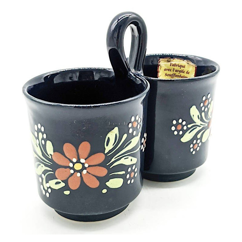 Double Soufflenheim blue mug with geese decoration