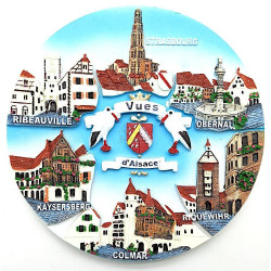 Assiette de Collection décor Villages d'Alsace et Support