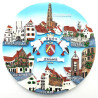 Assiette de Collection décor Villages d'Alsace et Support