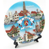 Assiette de Collection décor Villages d'Alsace et Support