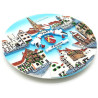 Collection Plate with Alsace Villages and Support