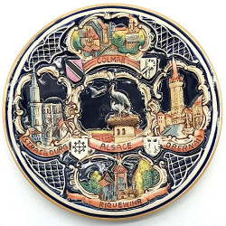 Assiette en Faience décorée de Villes d'Alsace
