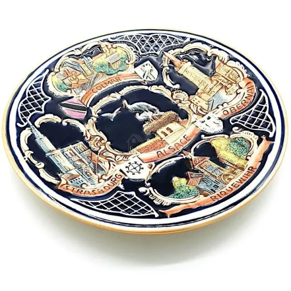 Earthenware plate decorated with Alsatian cities