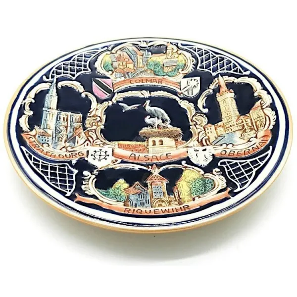 Earthenware plate decorated with Alsatian cities