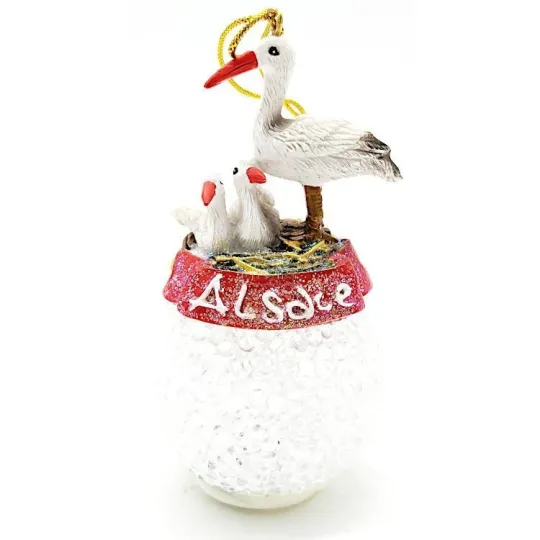 Christmas bauble with Led and Alsatian storks to hang