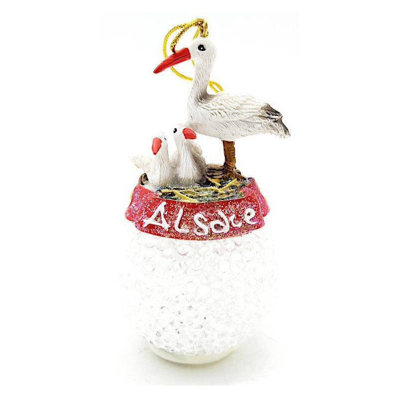 Christmas bauble with Led and Alsatian storks to hang