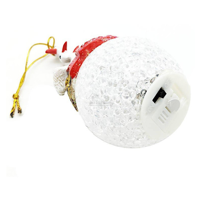Boule de Noël avec Led et Cigognes d'Alsace à suspendre