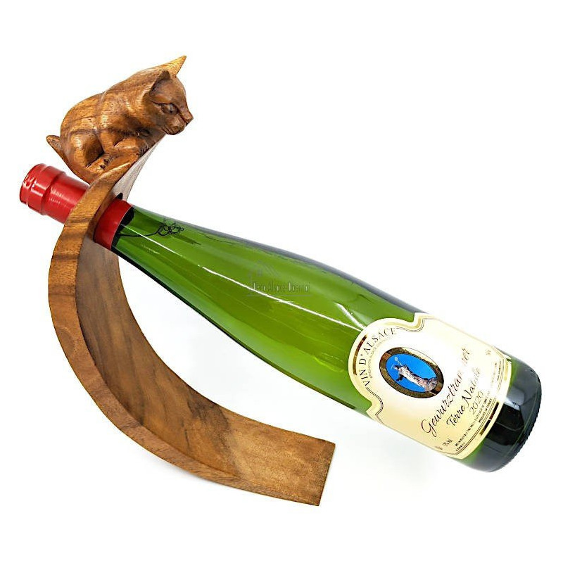 Rocking Wine Bottle Holder with Suarwood Cat