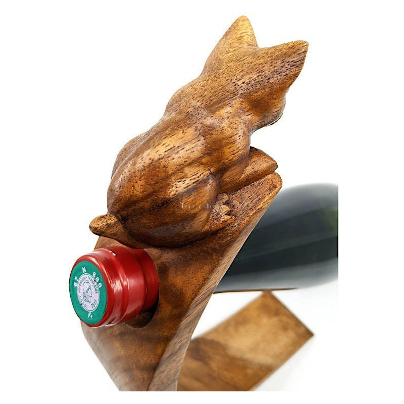 Rocking Wine Bottle Holder with Suarwood Cat
