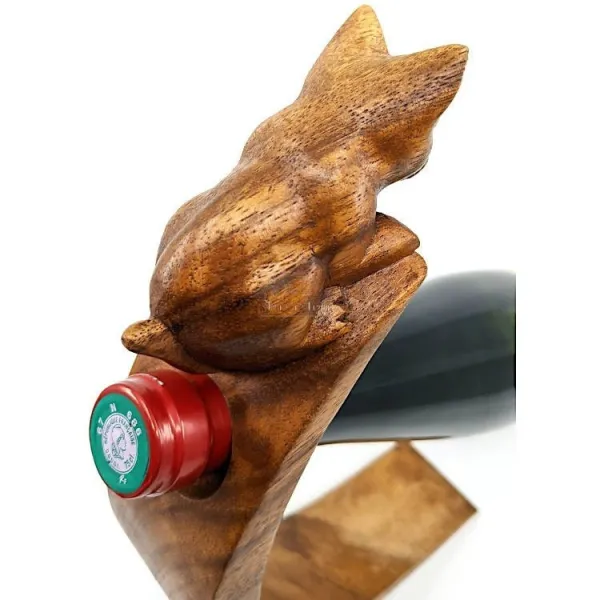 Rocking Wine Bottle Holder with Suarwood Cat