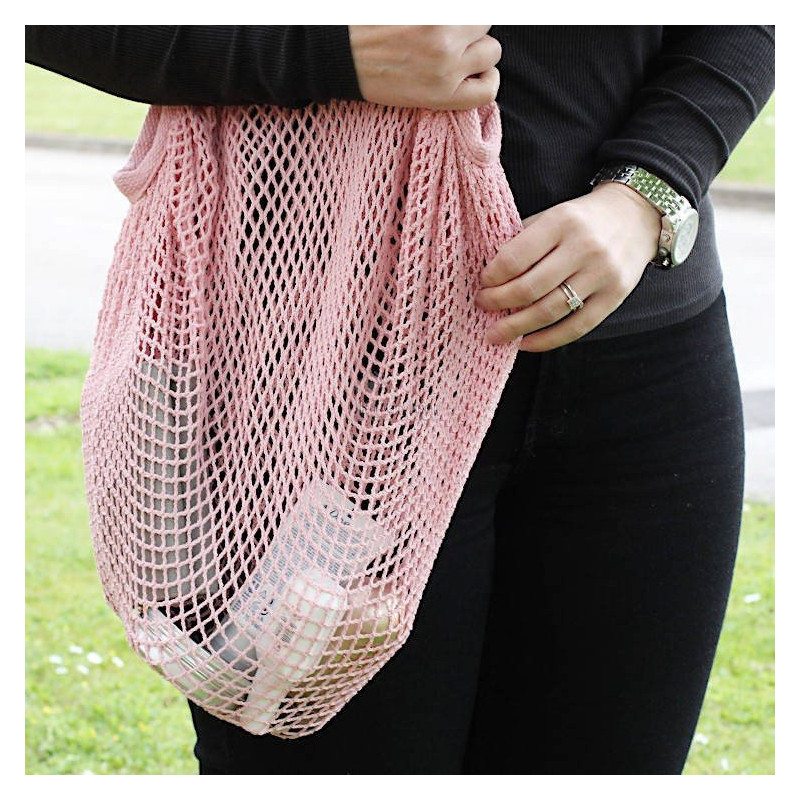 Einkaufsnetz aus reiner Baumwolle in rosa