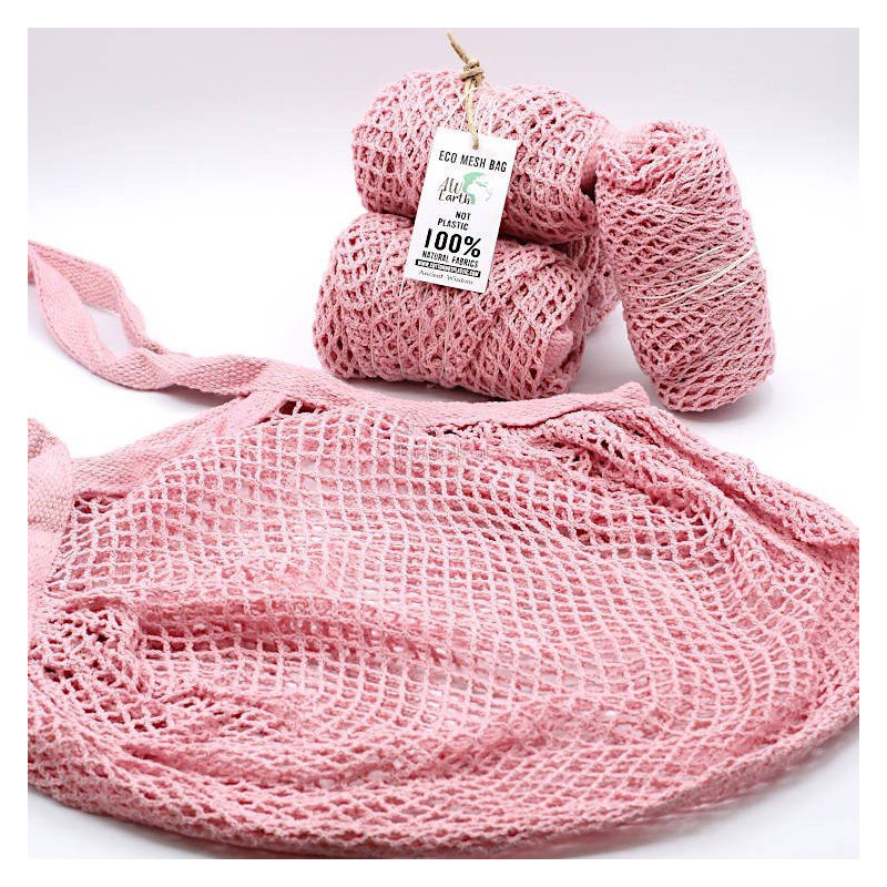Einkaufsnetz aus reiner Baumwolle in rosa