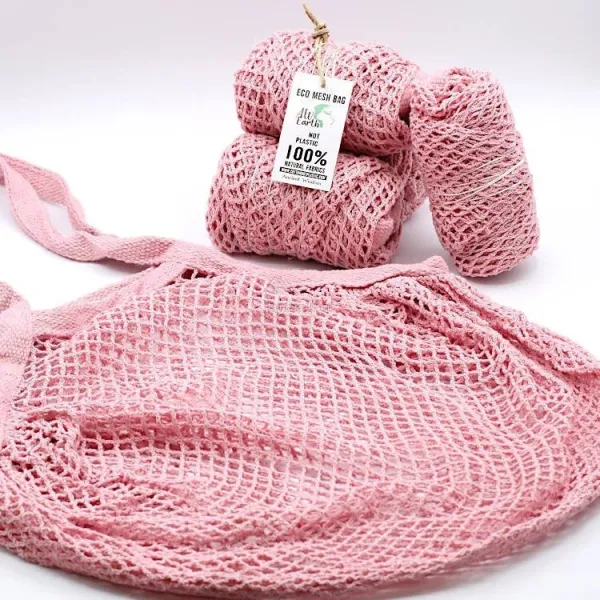 Shopping net in pure pink cotton