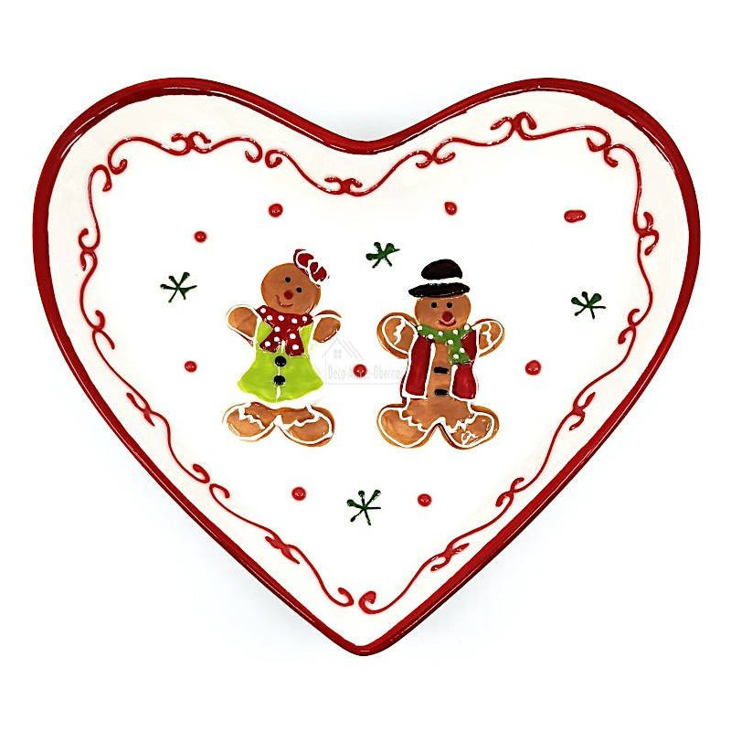 Ceramic Gingerbread Manneles Heart Dish