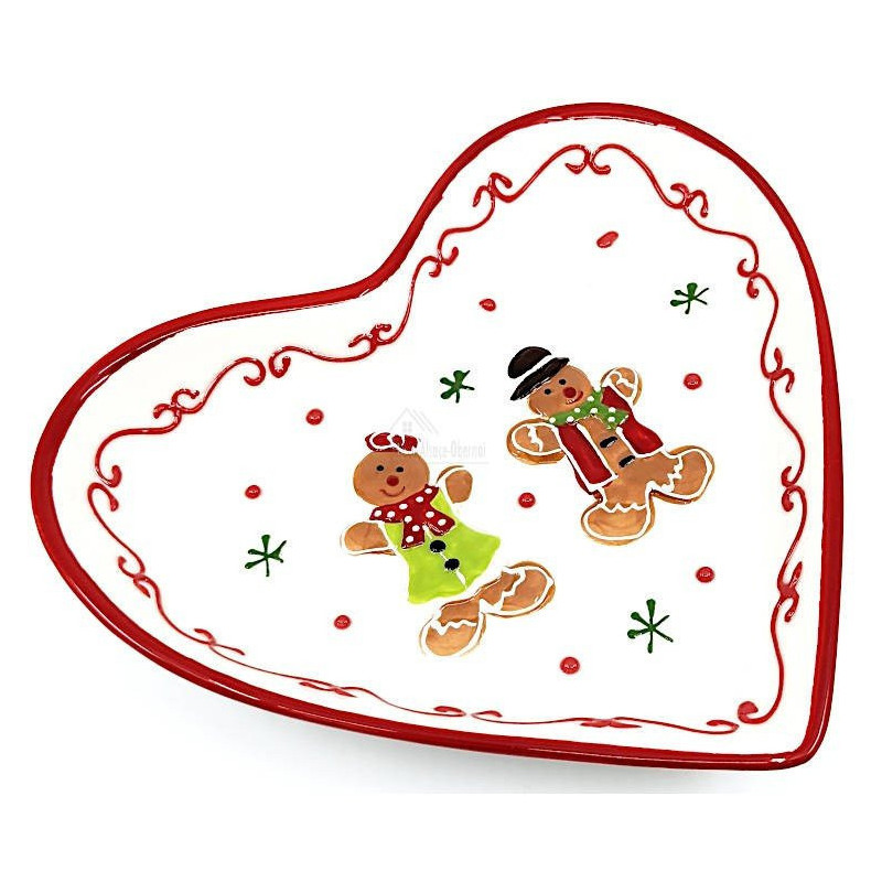 Ceramic Gingerbread Manneles Heart Dish