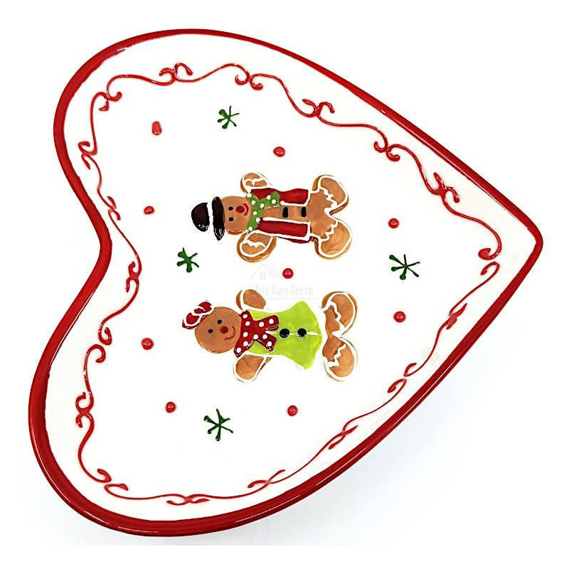 Ceramic Gingerbread Manneles Heart Dish