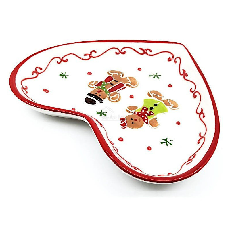 Ceramic Gingerbread Manneles Heart Dish