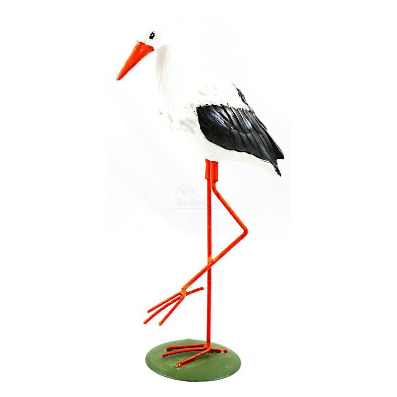 Cigogne décorative en résine et métal 35 cm