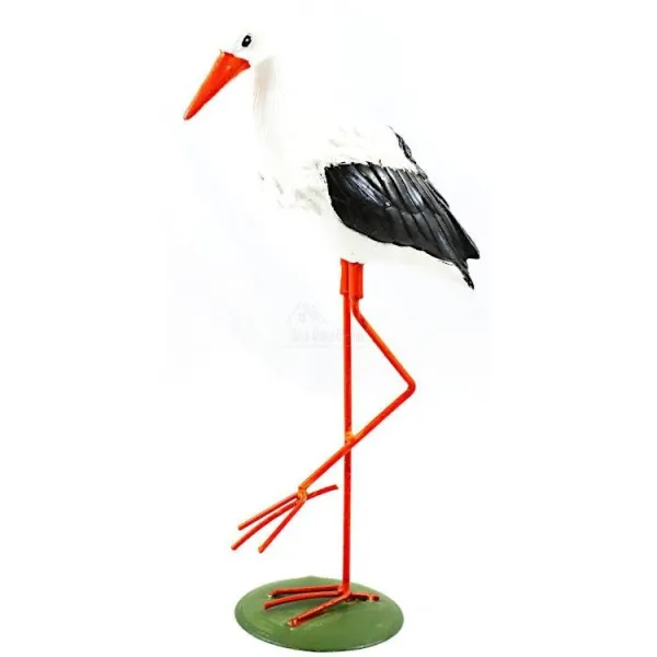 Dekorativer Storch in Harz und Metall 35 cm