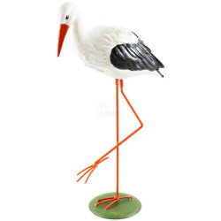 Dekorativer Storch in Harz und Metall 43 cm