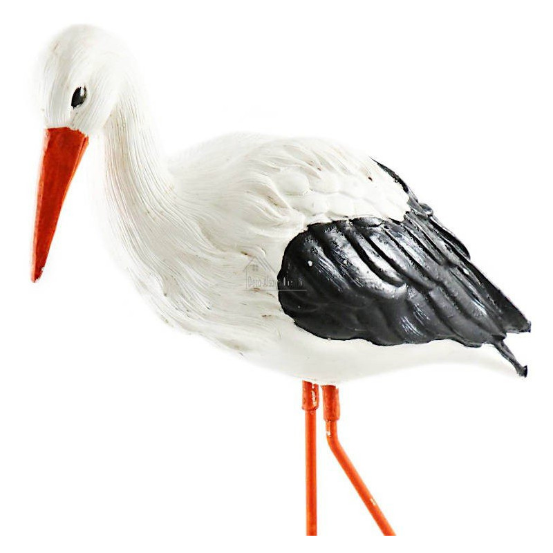 Dekorativer Storch in Harz und Metall 43 cm