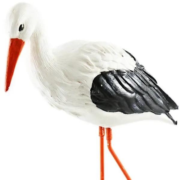 Dekorativer Storch in Harz und Metall 43 cm