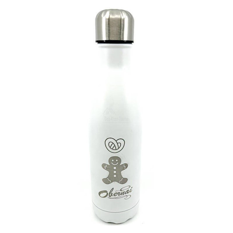 Obernai Gingerbread and Pretzel White Insulated Steel Bottle