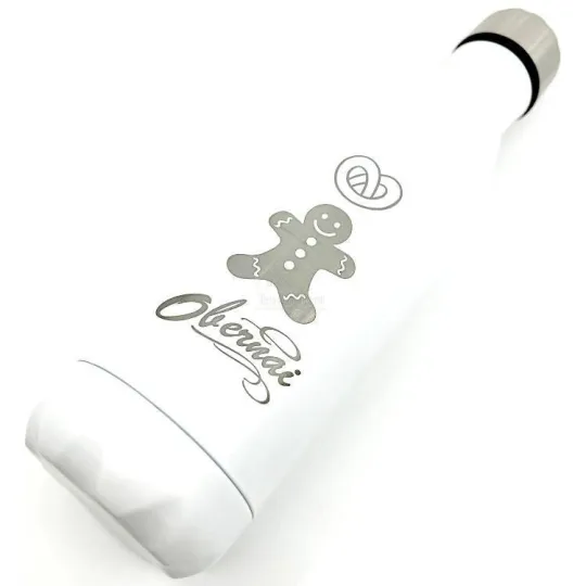 Bouteille isotherme Blanche en Acier décor Pain d'Epices et Bretzel Obernai