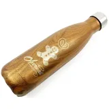 Wooden effect insulated steel bottle with Gingerbread and Pretzel design Obernai
