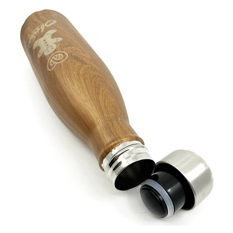 Wooden effect insulated steel bottle with Gingerbread and Pretzel design Obernai