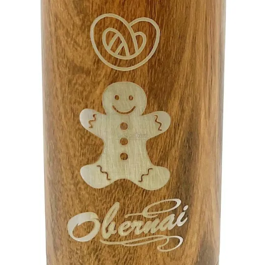 Isolierflasche mit Holzeffekt aus Stahl mit Lebkuchen und Bretzeldekor Obernai