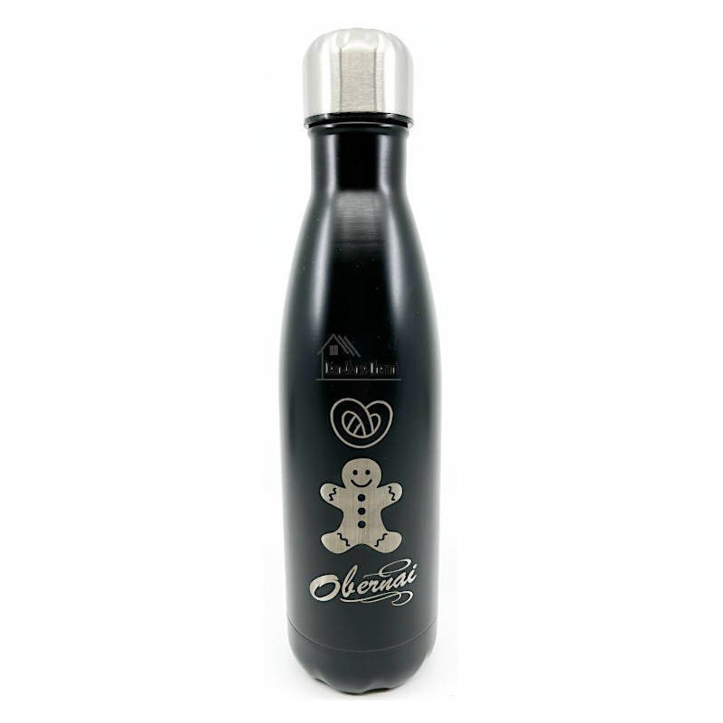 Black Steel Bottle with Gingerbread and Pretzel Design Obernai