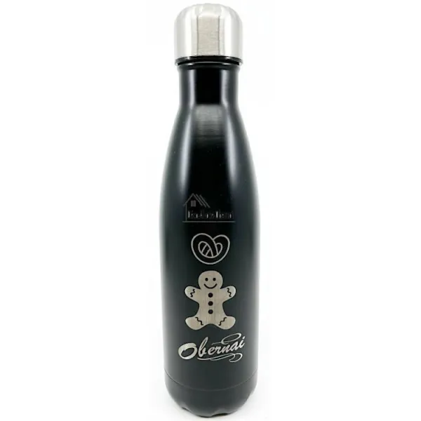 Black Steel Bottle with Gingerbread and Pretzel Design Obernai