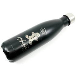 Schwarze Isolierflasche aus Stahl mit Lebkuchen und Brezeldekor Obernai