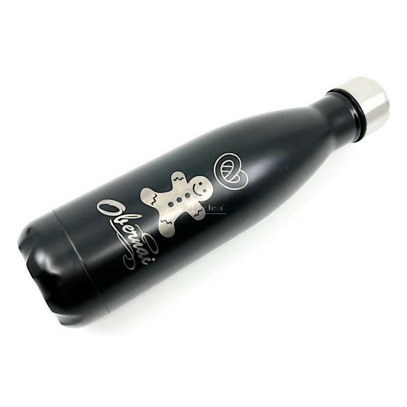 Black Steel Bottle with Gingerbread and Pretzel Design Obernai