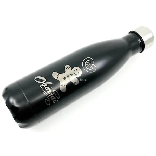 Black Steel Bottle with Gingerbread and Pretzel Design Obernai