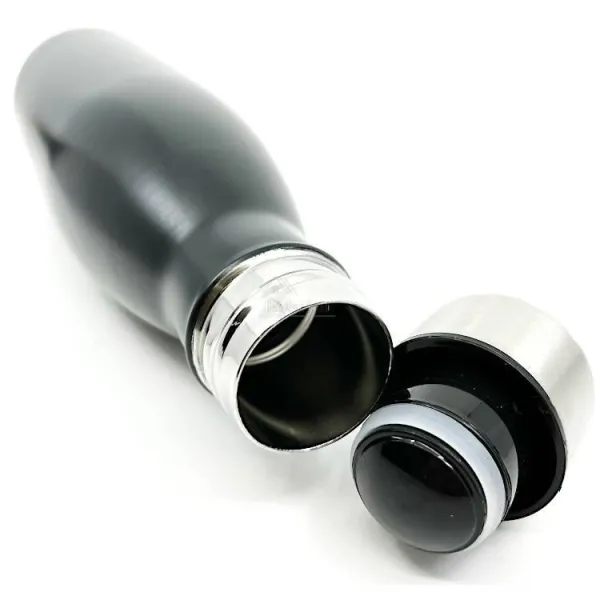 Schwarze Isolierflasche aus Stahl mit Lebkuchen und Brezeldekor Obernai