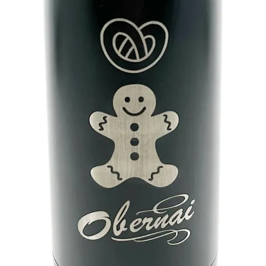 Black Steel Bottle with Gingerbread and Pretzel Design Obernai