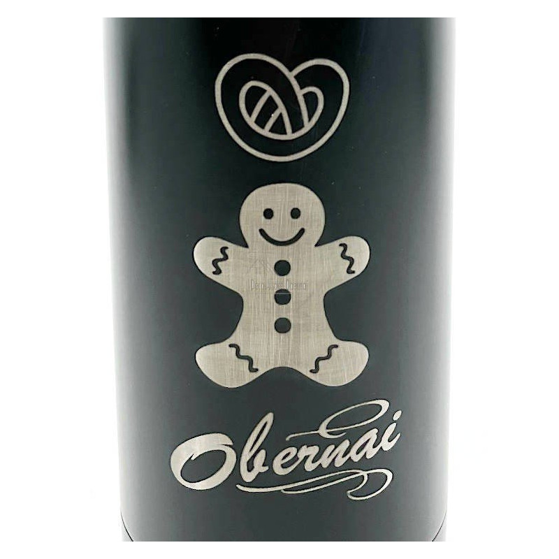 Black Steel Bottle with Gingerbread and Pretzel Design Obernai