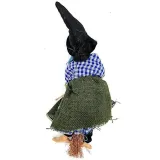 Hexe aus dem Elsass zum Aufhängen mit Brille und blau kariertem Kleid 30 cm