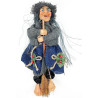 Alsatian Witch to hang with grey waistcoat and blue dress 27 cm