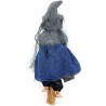 Elsässische Hexe zum Aufhängen mit grauer Weste und blauem Kleid 27 cm
