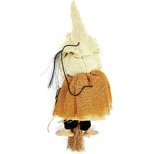 Sorcière d'Alsace à suspendre avec Gilet écru et robe ocre 27 cm