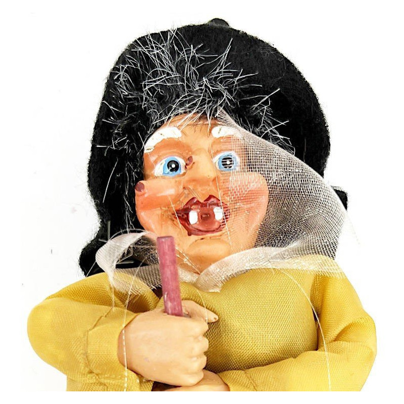 Alsatian Witch to hang with ecru satin dress 18 cm