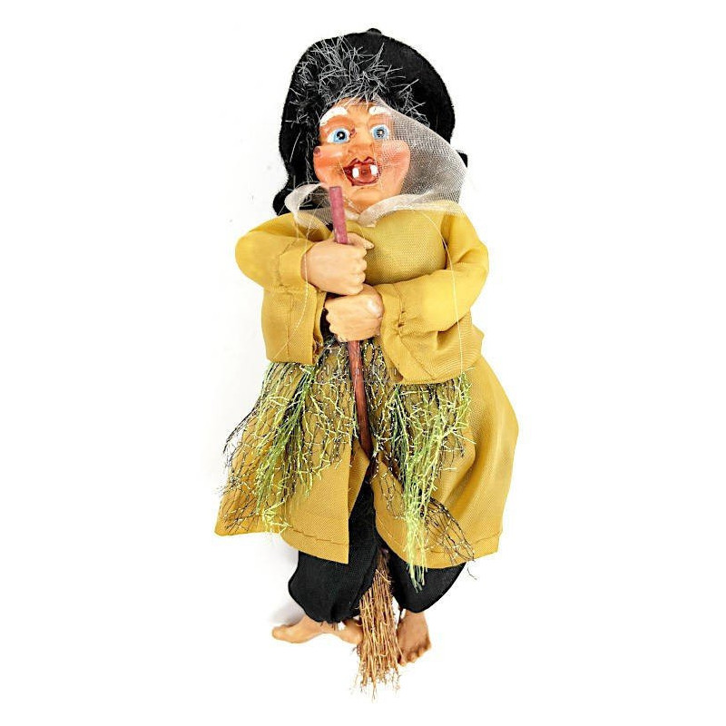 Sorcière d'Alsace à suspendre avec robe satinée écru 18 cm