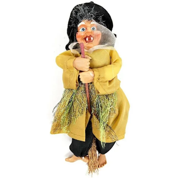 Sorcière d'Alsace à suspendre avec robe satinée écru 18 cm