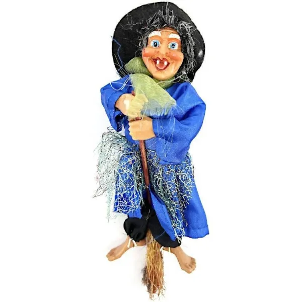Alsatian Witch to hang with blue satin dress 18 cm