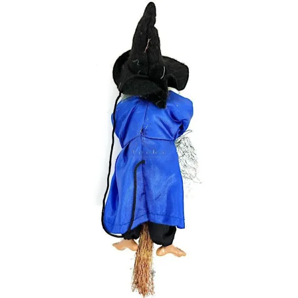 Elsässer Hexe zum Aufhängen mit blauem Satinkleid 18 cm