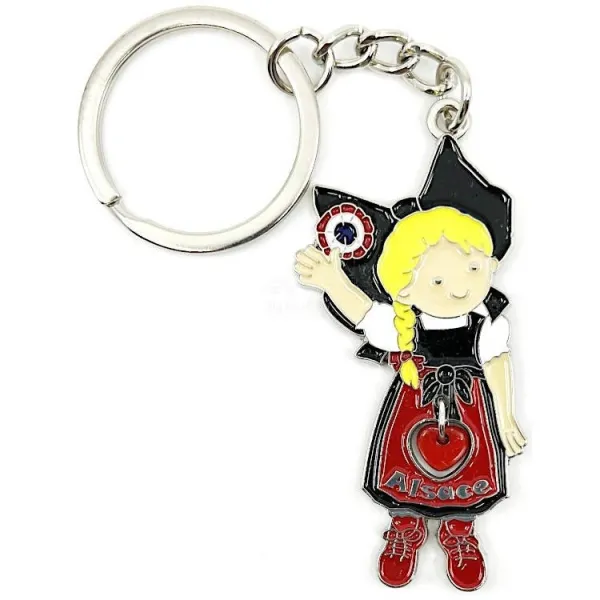 Porte Clé Alsacienne avec Coeur tournant