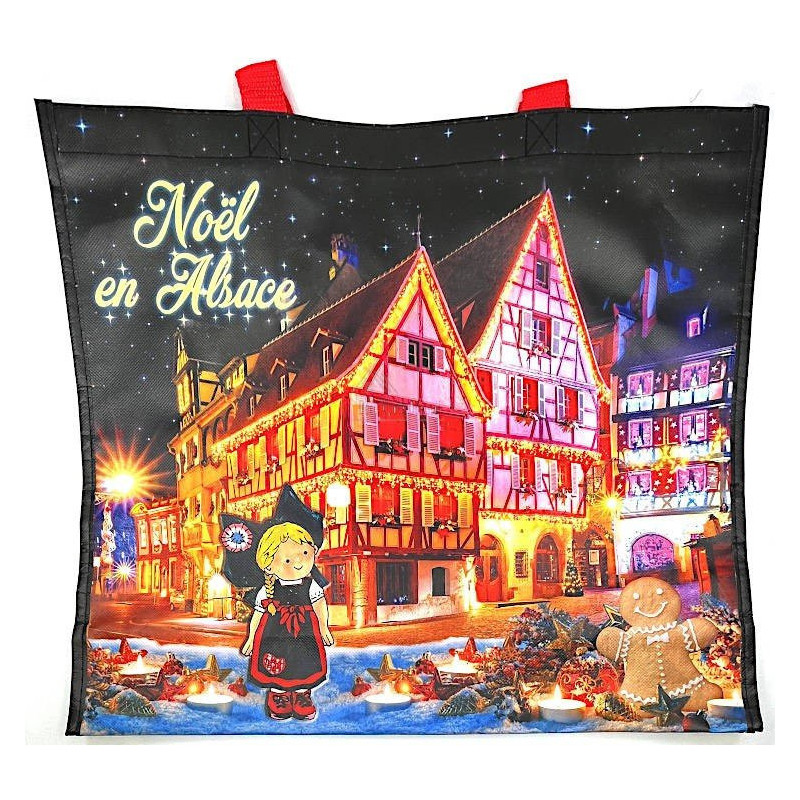 Plastic shopping bag with Alsatian Christmas decoration